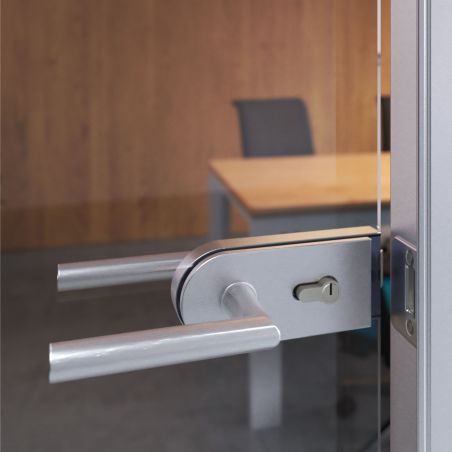 Poignées pour serrure de porte en verre, Modèle en L-R, Anodisé mat Poignées pour serrure de porte en verre, Modèle en L-R, Anodisé mat