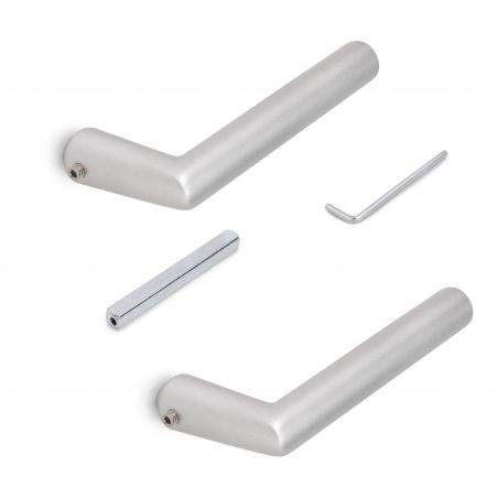 Poignées pour serrure de porte en verre, Modèle en L-R, Anodisé mat Poignées pour serrure de porte en verre, Modèle en L-R, Anodisé mat