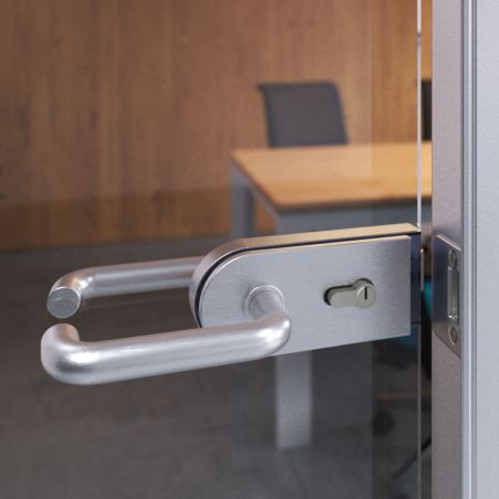 Poignées pour serrure de porte en verre, Modèle en U, Anodisé mat Poignées pour serrure de porte en verre, Modèle en U, Anodisé mat