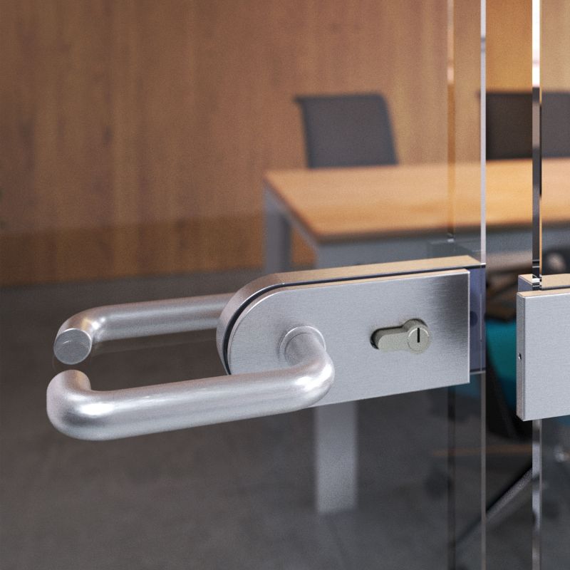 Poignées pour serrure de porte en verre, Modèle en U, Anodisé mat