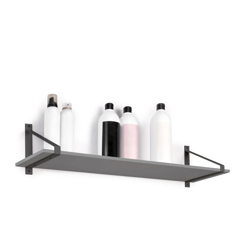 Jeu de 2 supports Shelf pour étagères en bois, forme triangulaire, Noir