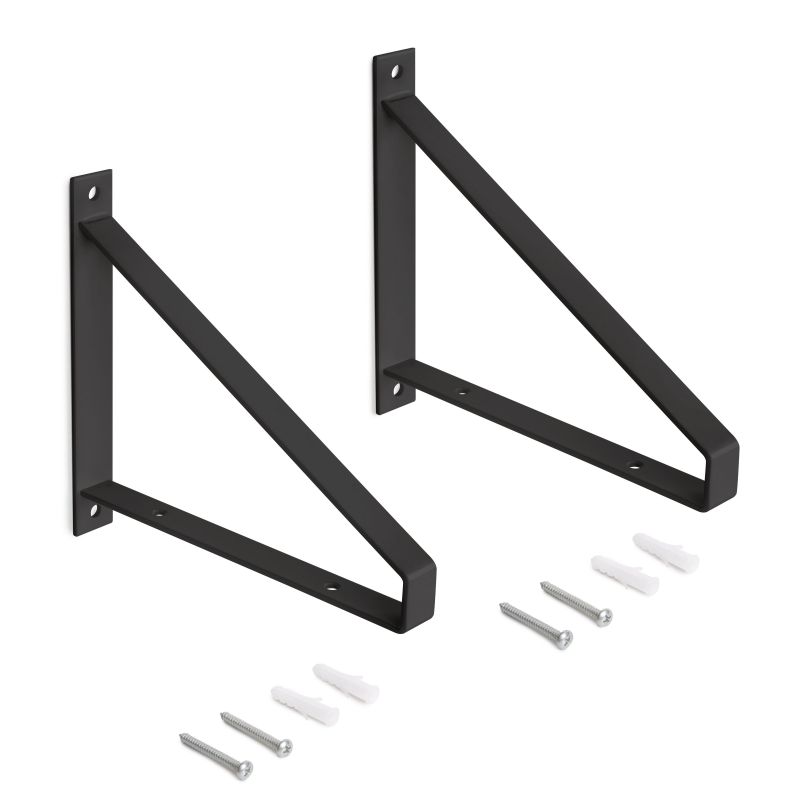 Jeu de 2 supports Shelf pour étagères en bois, forme triangulaire, Noir