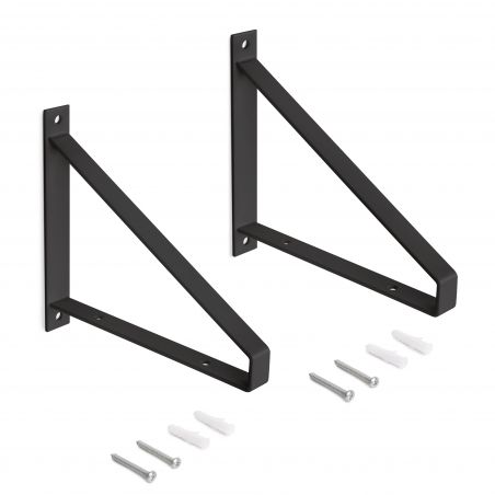 Jeu de 2 supports Shelf pour étagères en bois, forme triangulaire, Noir Jeu de 2 supports Shelf pour étagères en bois, forme triangulaire, Noir