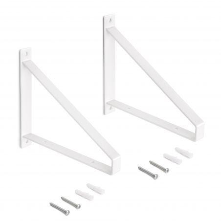 Jeu de 2 supports Shelf pour étagères en bois, forme triangulaire, Blanc Jeu de 2 supports Shelf pour étagères en bois, forme triangulaire, Blanc
