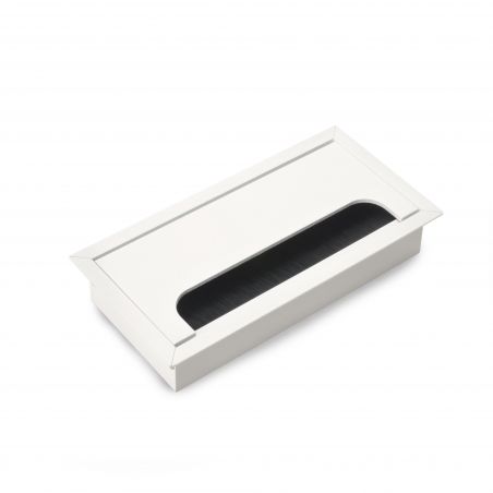 Passe-câbles de table Quadrum rectangulaire, 159x80mm, à encastrer, Blanc