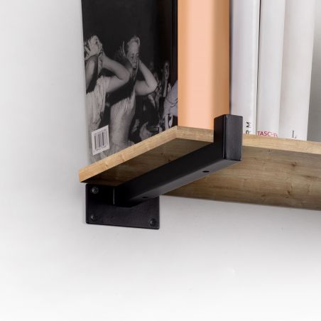 Jeu de 2 supports Shelf pour étagères en bois, droit avec tube carré, Noir Jeu de 2 supports Shelf pour étagères en bois, droit avec tube carré, Noir
