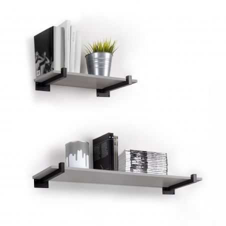 Jeu de 2 supports Shelf pour étagères en bois, droit avec tube carré, Noir Jeu de 2 supports Shelf pour étagères en bois, droit avec tube carré, Noir