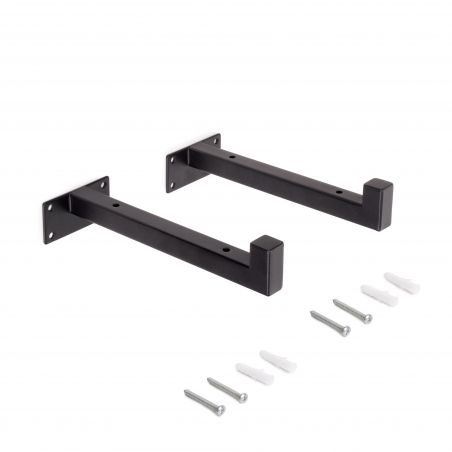 Jeu de 2 supports Shelf pour étagères en bois, droit avec tube carré, Noir Jeu de 2 supports Shelf pour étagères en bois, droit avec tube carré, Noir