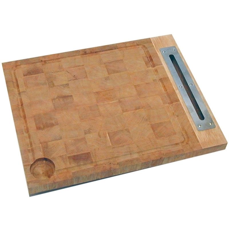 Billot à encastrer en Charme bois debout 500x400x50 mm avec porte-couteaux Billot à encastrer en Charme bois debout 500x400x50 mm avec porte-couteaux