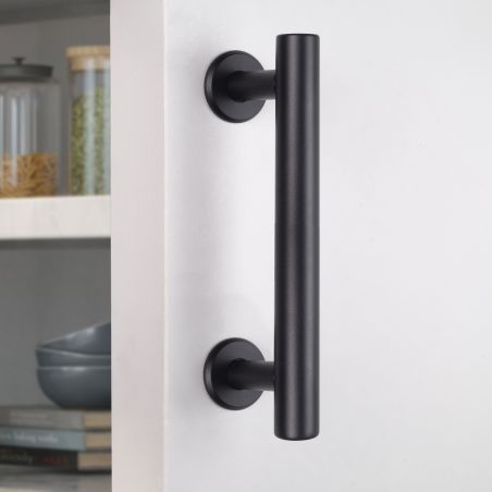 Poignée Pasadena pour porte coulissante en bois, Longueur 240 mm, Tige 180 mm, Noir Poignée Pasadena pour porte coulissante en bois, Longueur 240 mm, Tige 180 mm, Noir