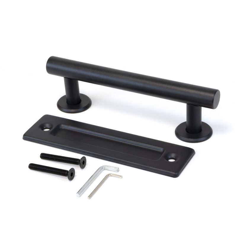 Poignée Pasadena pour porte coulissante en bois, Longueur 240 mm, Tige 180 mm, Noir