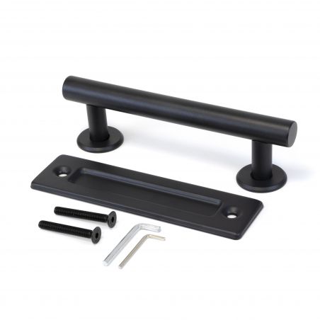 Poignée Pasadena pour porte coulissante en bois, Longueur 240 mm, Tige 180 mm, Noir Poignée Pasadena pour porte coulissante en bois, Longueur 240 mm, Tige 180 mm, Noir