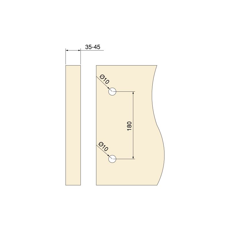 Poignée Pasadena pour porte coulissante en bois, Longueur 240 mm, Tige 180 mm, Noir