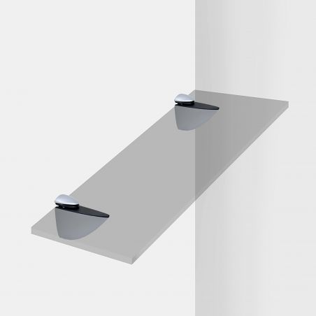 Jeu de 2 supports Pelican pour étagères en bois ou en verre, Noir Jeu de 2 supports Pelican pour étagères en bois ou en verre, Noir
