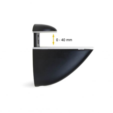 Jeu de 2 supports Pelican pour étagères en bois ou en verre, Noir Jeu de 2 supports Pelican pour étagères en bois ou en verre, Noir