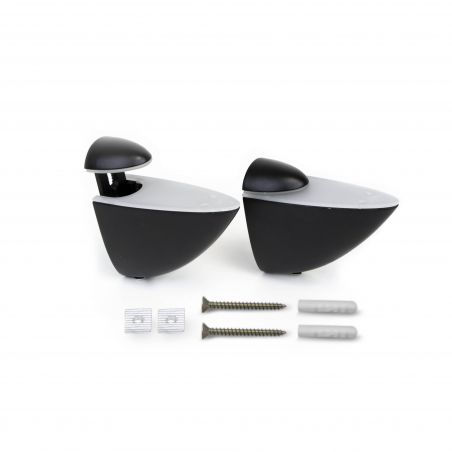Jeu de 2 supports Pelican pour étagères en bois ou en verre, Noir Jeu de 2 supports Pelican pour étagères en bois ou en verre, Noir