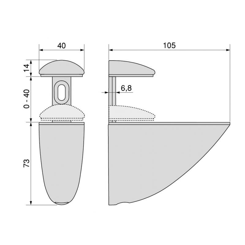 Jeu de 2 supports Pelican pour étagères en bois ou en verre, Noir