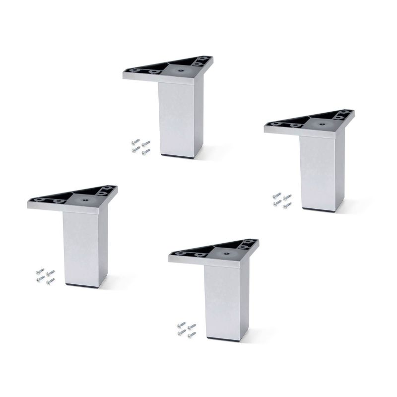 Lot de 4 pieds Alumix1 pour meuble, hauteur 100mm, Chromé