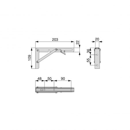 Jeu de 2 supports relevables , longueur 203mm, Noir Jeu de 2 supports relevables , longueur 203mm, Noir