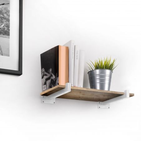 Jeu de 2 supports Shelf pour étagères en bois, droit avec tube carré, Blanc Jeu de 2 supports Shelf pour étagères en bois, droit avec tube carré, Blanc