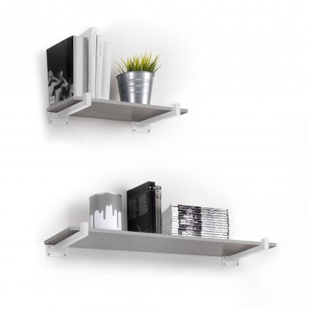 Jeu de 2 supports Shelf pour étagères en bois, droit avec tube carré, Blanc Jeu de 2 supports Shelf pour étagères en bois, droit avec tube carré, Blanc