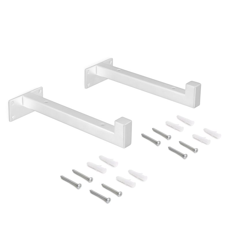 Jeu de 2 supports Shelf pour étagères en bois, droit avec tube carré, Blanc
