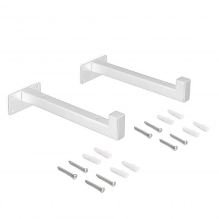 Jeu de 2 supports Shelf pour étagères en bois, droit avec tube carré, Blanc Jeu de 2 supports Shelf pour étagères en bois, droit avec tube carré, Blanc