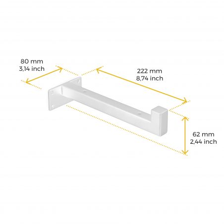 Jeu de 2 supports Shelf pour étagères en bois, droit avec tube carré, Blanc Jeu de 2 supports Shelf pour étagères en bois, droit avec tube carré, Blanc
