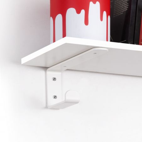 Jeu de 2 supports Shelf pour étagères en bois avec patère intégrée, Blanc Jeu de 2 supports Shelf pour étagères en bois avec patère intégrée, Blanc