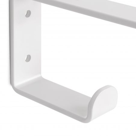 Jeu de 2 supports Shelf pour étagères en bois avec patère intégrée, Blanc Jeu de 2 supports Shelf pour étagères en bois avec patère intégrée, Blanc