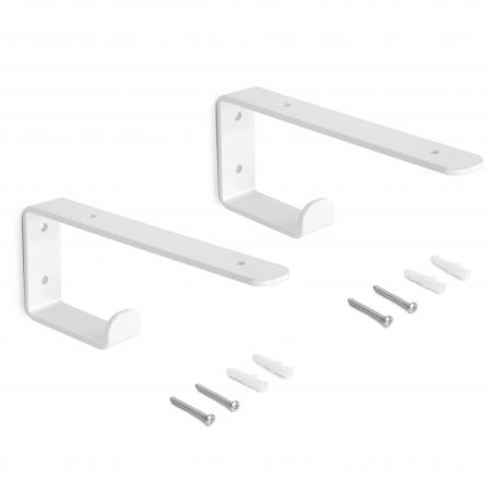 Jeu de 2 supports Shelf pour étagères en bois avec patère intégrée, Blanc Jeu de 2 supports Shelf pour étagères en bois avec patère intégrée, Blanc