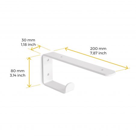 Jeu de 2 supports Shelf pour étagères en bois avec patère intégrée, Blanc Jeu de 2 supports Shelf pour étagères en bois avec patère intégrée, Blanc
