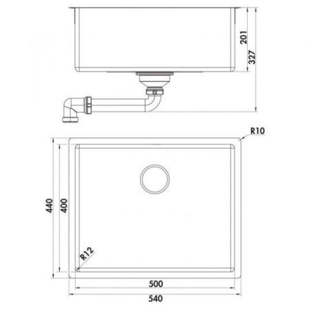 Corno Piu PFU4, Evier encastrable, acier inox Corno Piu PFU4, Evier encastrable, acier inox