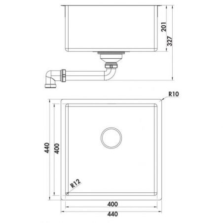 Corno Piu PFU3, Evier encastrable, acier inox Corno Piu PFU3, Evier encastrable, acier inox