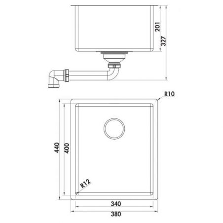 Corno Piu PFU2, Evier encastrable, acier inox Corno Piu PFU2, Evier encastrable, acier inox