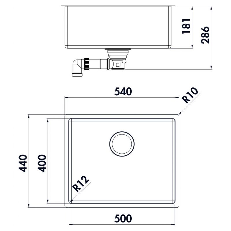 Corno Basso 4, Evier encastrable, acier inox