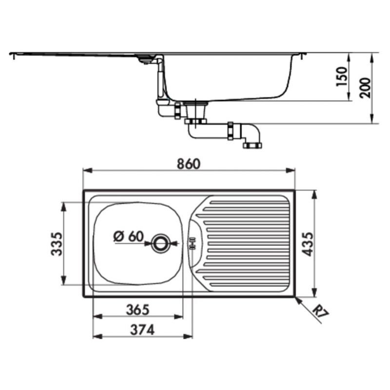 Standard S3, Evier encastrable, acier inox