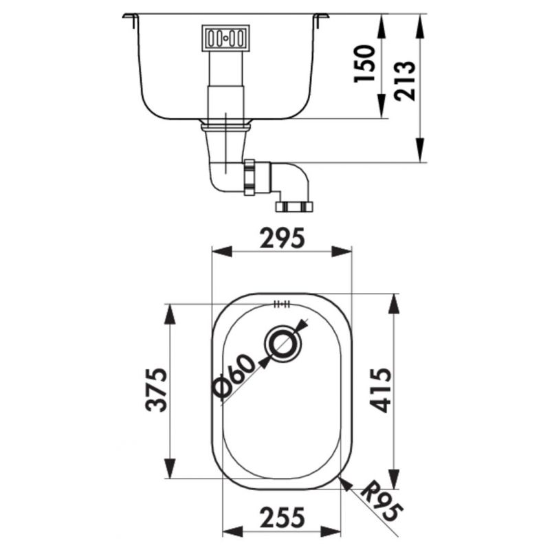 Standard S1, Evier encastrable, acier inox
