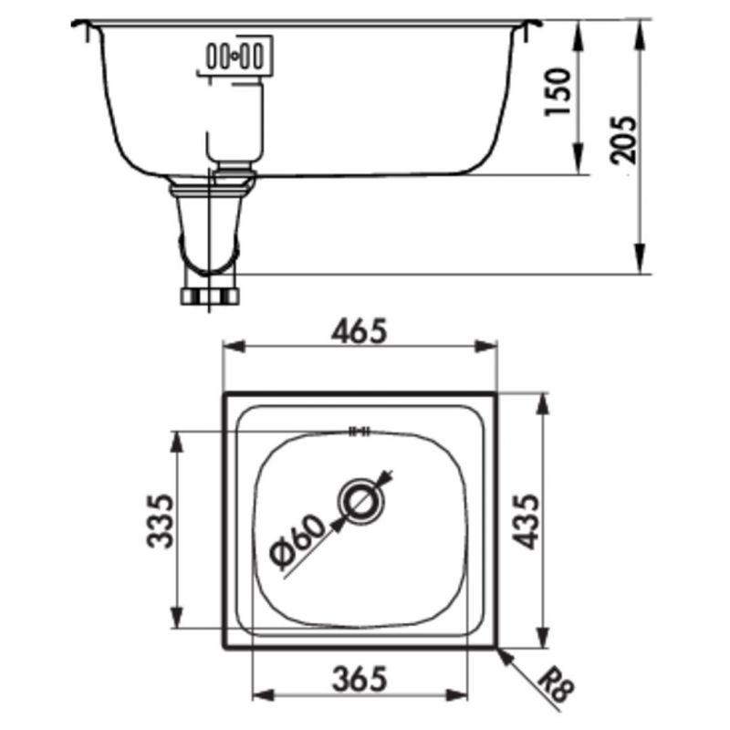 Standard S2, Evier encastrable, acier inox