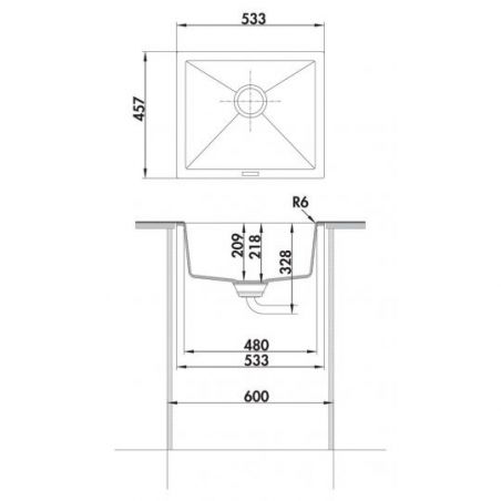 Singoli 600 - Lot Bac à encastrer par le bas, granite nero et mitigeur Drive 1S, acier inox/noir Singoli 600 - Lot Bac à encastrer par le bas, granite nero et mitigeur Drive 1S, acier inox/noir