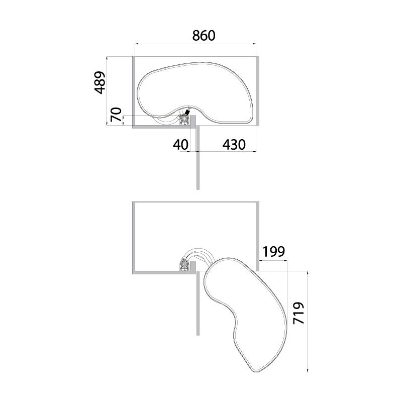 Ferrure Fly Moon Blanc Sens Gauche sans amortisseur pour porte de 450 mm