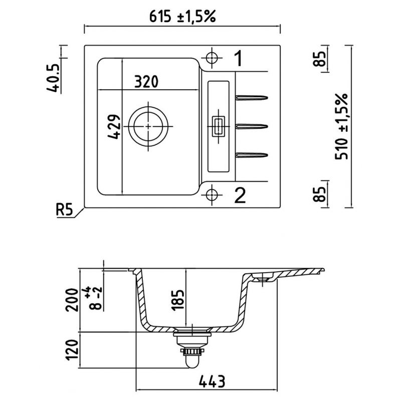 LineUP 2E, Evier encastrable, Lava