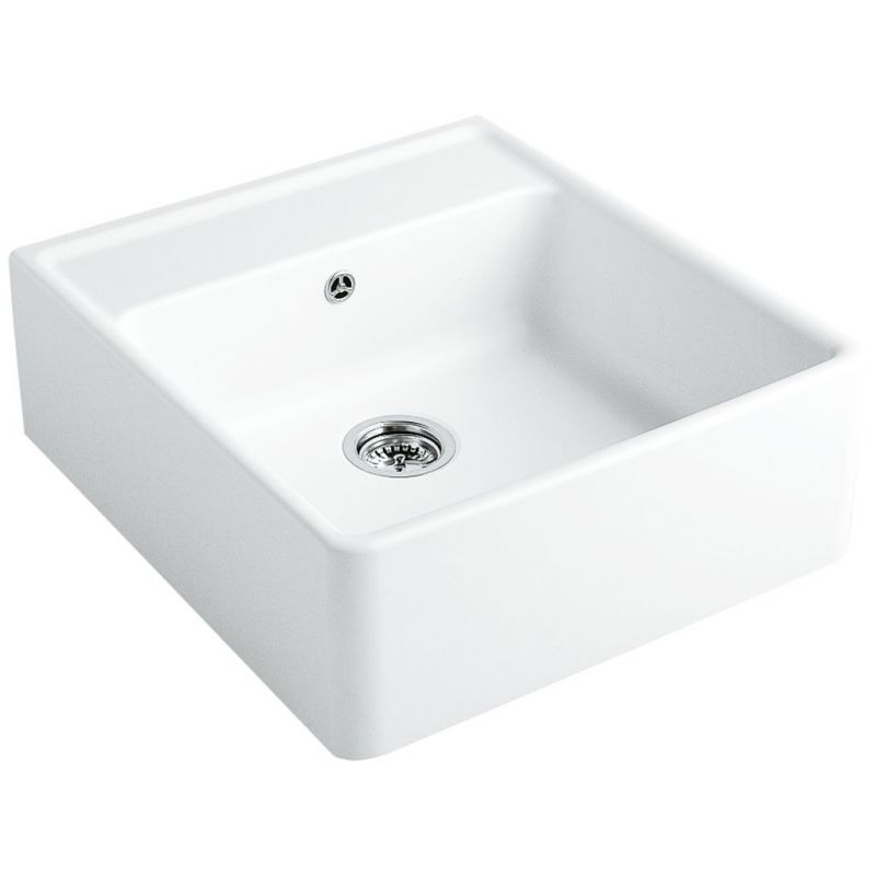 Evier à bac unique, Blanc brillant