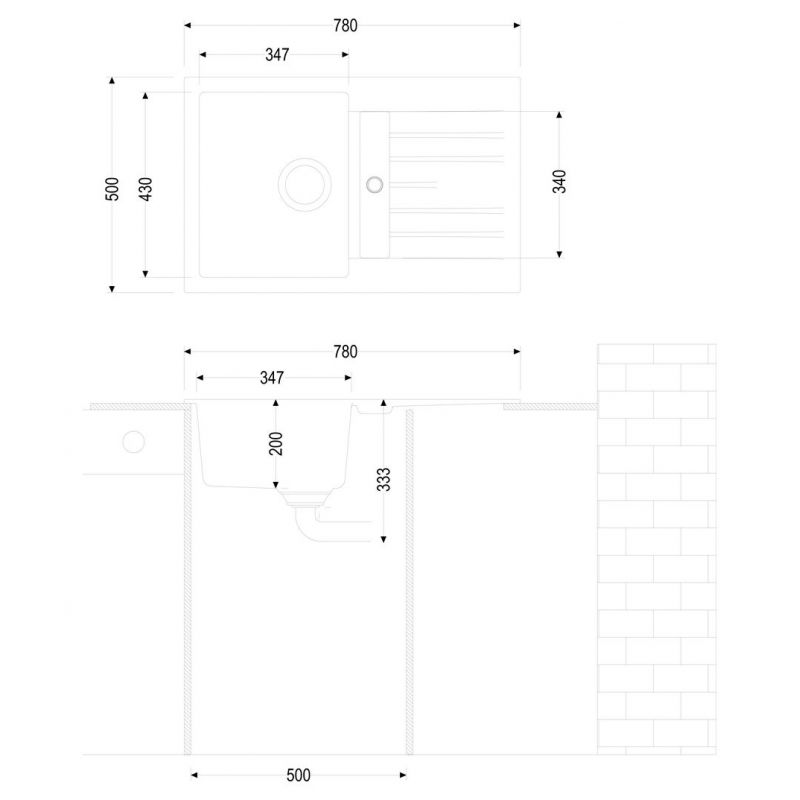 Corto 780, Evier encastrable, granite concrete