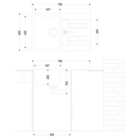 Corto 780, Evier encastrable, granite concrete Corto 780, Evier encastrable, granite concrete