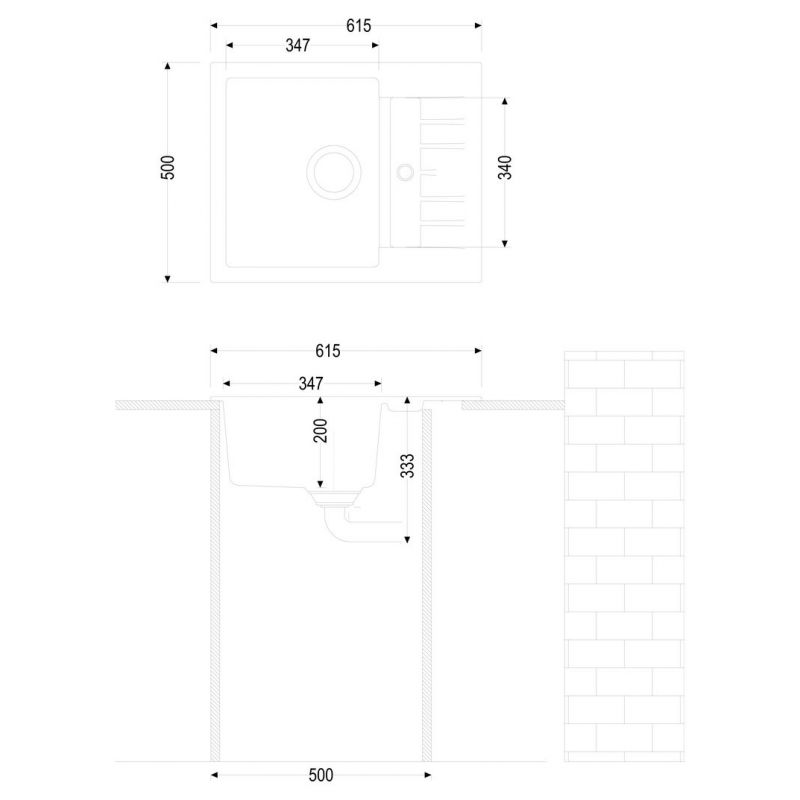 Corto 615, Evier encastrable, granite concrete