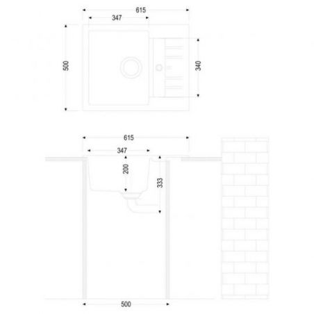 Corto 615, Evier encastrable, granite lava Corto 615, Evier encastrable, granite lava