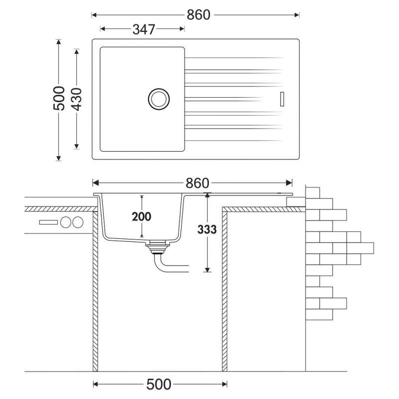 Angola 100 - lot Evier encastrable, granite expresso et mitigeur Gramix 1 Robinetterie haute pression