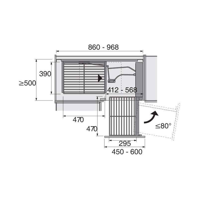 Ferrure Magic Corner Arena Style Blanc Sens Droit avec amortisseur pour porte de 450 mm
