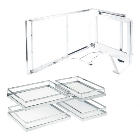Ferrure Magic Corner Arena Style Blanc Sens Droit avec amortisseur pour porte de 450 mm Ferrure Magic Corner Arena Style Blanc Sens Droit avec amortisseur pour porte de 450 mm